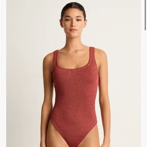 NEW hunza g one piece swimsuit - metallic rosewood